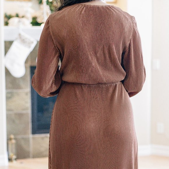 Dress Day Pleated Maxi Dress in Brown - Picture 2 of 2